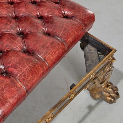 Regency Style Bronze And Steel Leather Top Bench