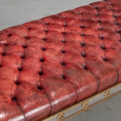 Regency Style Bronze And Steel Leather Top Bench