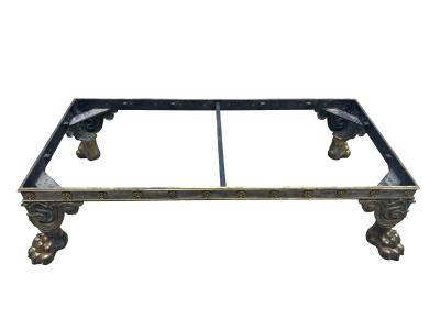 Regency Style Bronze And Steel Leather Top Bench