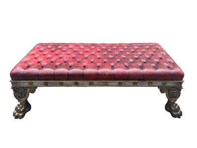 Regency Style Bronze And Steel Leather Top Bench