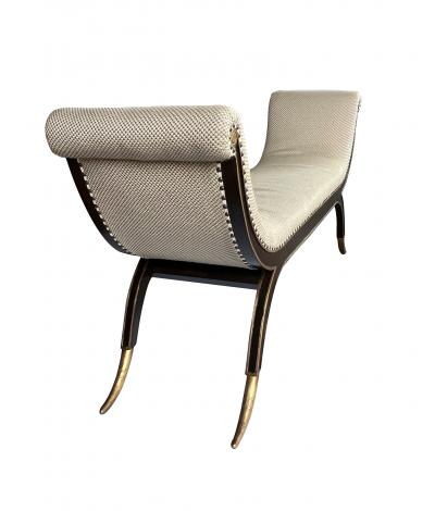 Regency Style Brown Lacquered Parcel gilt Bench with Splayed Supports