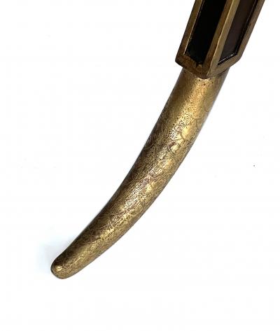 Regency Style Brown Lacquered Parcel gilt Bench with Splayed Supports