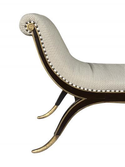 Regency Style Brown Lacquered Parcel gilt Bench with Splayed Supports