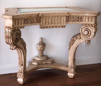 Regency Style Carved Italian Giltwood Console Tables a Pair
