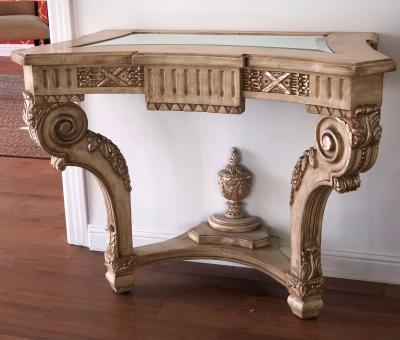 Regency Style Carved Italian Giltwood Console Tables a Pair
