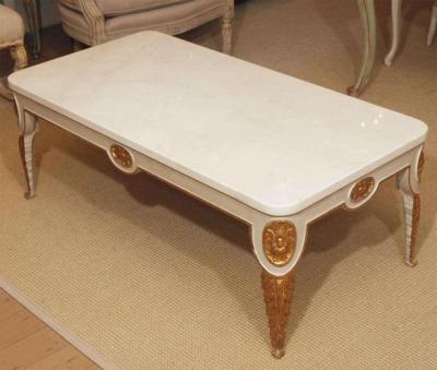 Regency Style Coffee Table with White Marble Top