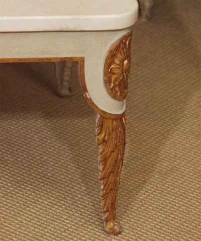 Regency Style Coffee Table with White Marble Top