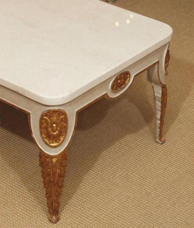 Regency Style Coffee Table with White Marble Top