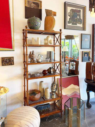 Regency Style Faux Bamboo Cane tag re Display Shelves