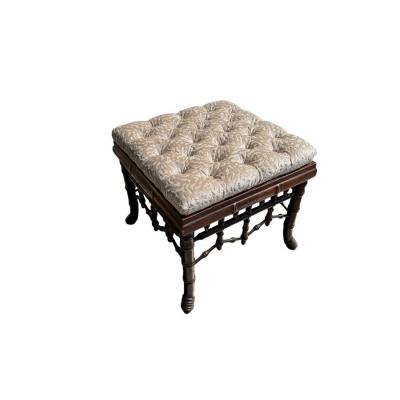 Regency Style Faux Bamboo Cut Velvet Upholstered Footstool