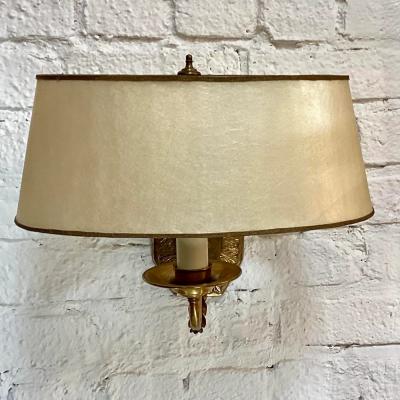 Regency Style Gilt Bronze Wall Light Sconce W Custom Shade