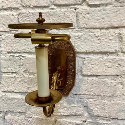 Regency Style Gilt Bronze Wall Light Sconce W Custom Shade