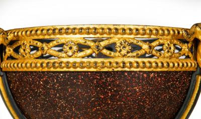 Regency Style Gilt and Faux Porphyry Iron Athenienne Jardinierre Plant Stand