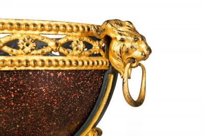 Regency Style Gilt and Faux Porphyry Iron Athenienne Jardinierre Plant Stand