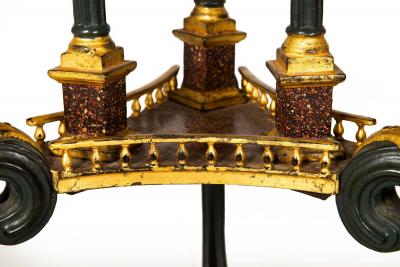 Regency Style Gilt and Faux Porphyry Iron Athenienne Jardinierre Plant Stand