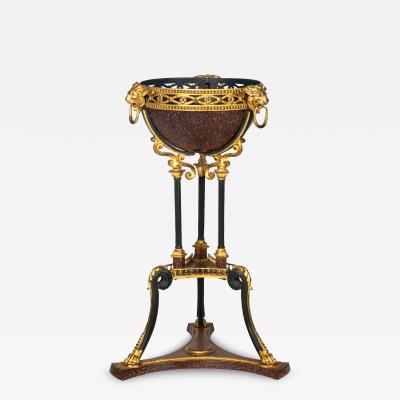 Regency Style Gilt and Faux Porphyry Iron Athenienne Jardinierre Plant Stand