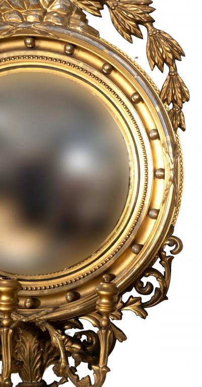 Regency Style Giltwood Convex Mirror