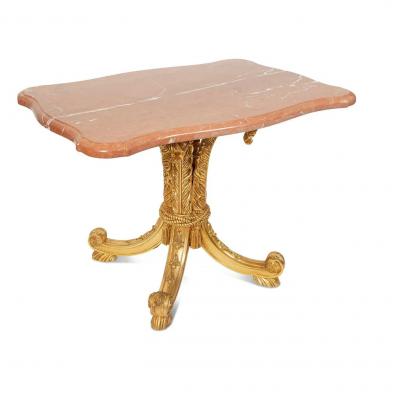 Regency Style Giltwood Sienna Marble Top Side or Breakfast Table