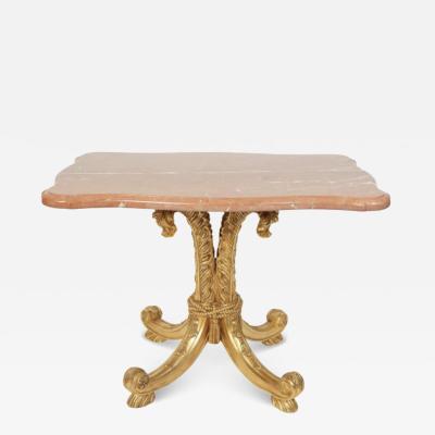 Regency Style Giltwood Sienna Marble Top Side or Breakfast Table
