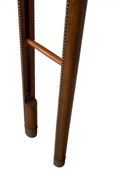 Regency Style Leather and Brass Stick Ladder