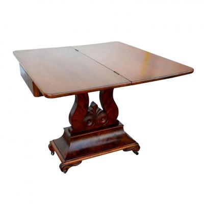 Regency Style Mahogany Harp Lyre Base Game Table