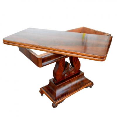 Regency Style Mahogany Harp Lyre Base Game Table