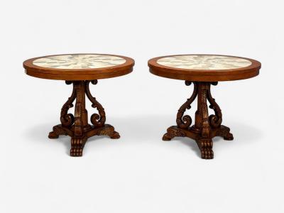 Regency Style Pine Stone Accent Tables USA 20th c 