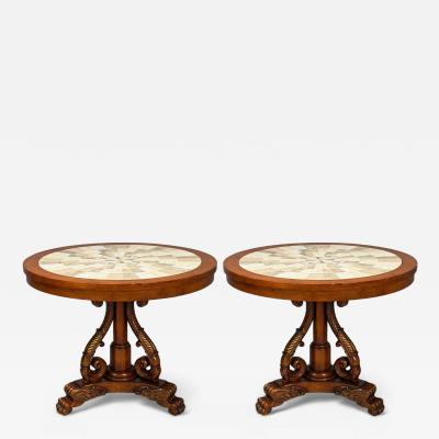 Regency Style Pine Stone Accent Tables USA 20th c 
