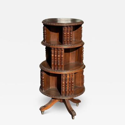 Regency Style Revolving Circular Mahogany Bookcase