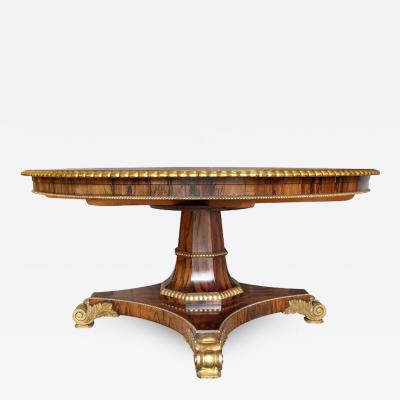 Regency Style Rosewood And Gilded Jupe Capstan Dining Table