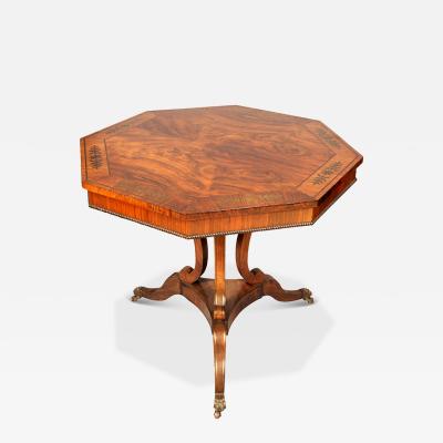 Regency Style Rosewood and Brass Inlaid Center Table