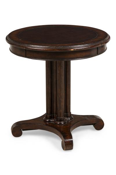 Regency Style Round Mahogany and Leather Center Table