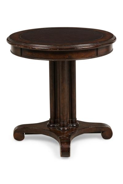 Regency Style Round Mahogany and Leather Center Table