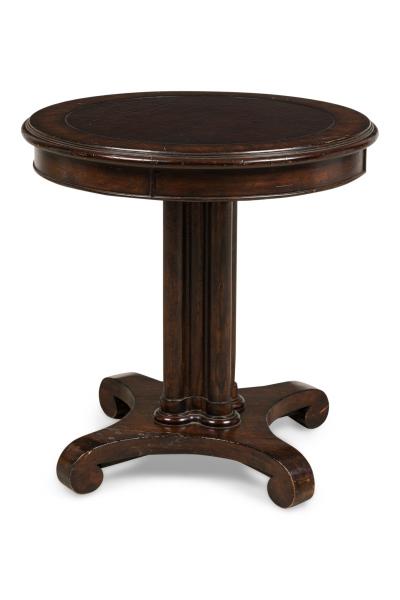 Regency Style Round Mahogany and Leather Center Table