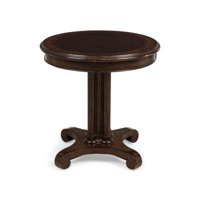 Regency Style Round Mahogany and Leather Center Table