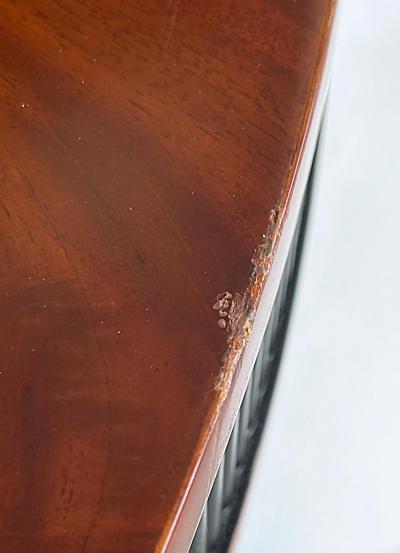 Regency Style Round Pedestal Table Greek Key Inlay Bronze Claw Feet Mounts