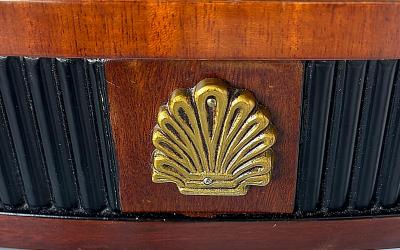 Regency Style Round Pedestal Table Greek Key Inlay Bronze Claw Feet Mounts