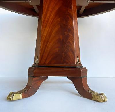 Regency Style Round Pedestal Table Greek Key Inlay Bronze Claw Feet Mounts