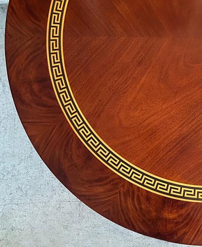 Regency Style Round Pedestal Table Greek Key Inlay Bronze Claw Feet Mounts