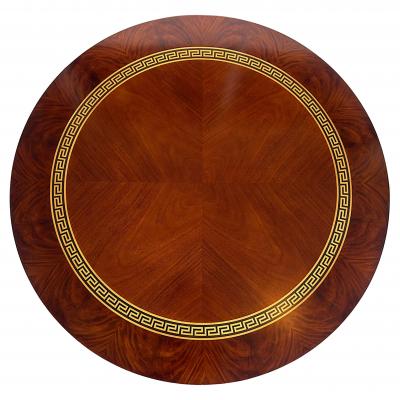 Regency Style Round Pedestal Table Greek Key Inlay Bronze Claw Feet Mounts