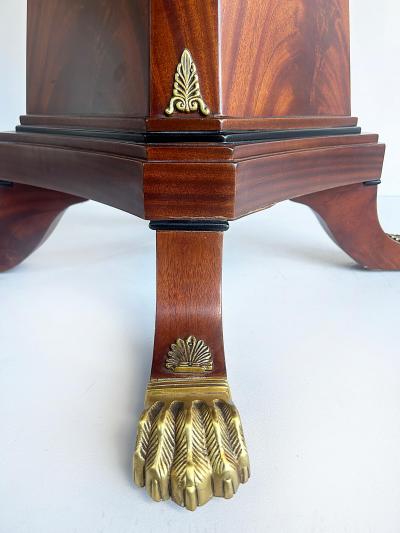 Regency Style Round Pedestal Table Greek Key Inlay Bronze Claw Feet Mounts