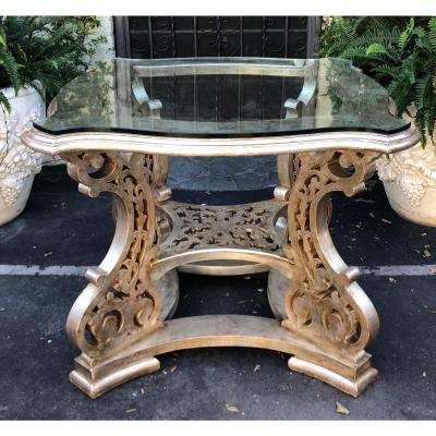 Regency Style Silver Silver Giltwood Designer Center Table