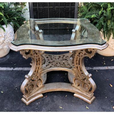 Regency Style Silver Silver Giltwood Designer Center Table