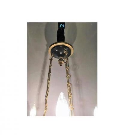 Regency Style Six Arm Bronze Swan Decorated Chandelier
