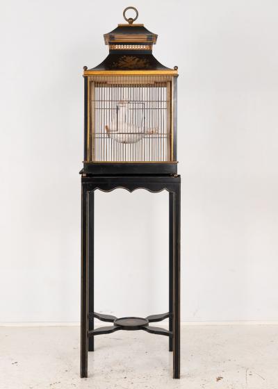 Regency Style Tole Birdcage on Stand USA 20th Century