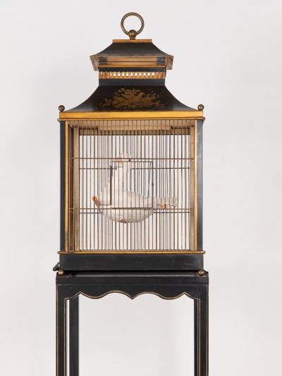 Regency Style Tole Birdcage on Stand USA 20th Century