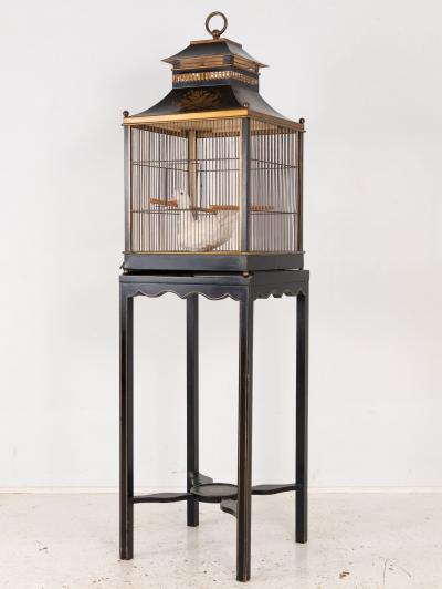 Regency Style Tole Birdcage on Stand USA 20th Century