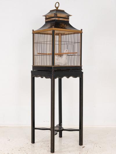 Regency Style Tole Birdcage on Stand USA 20th Century
