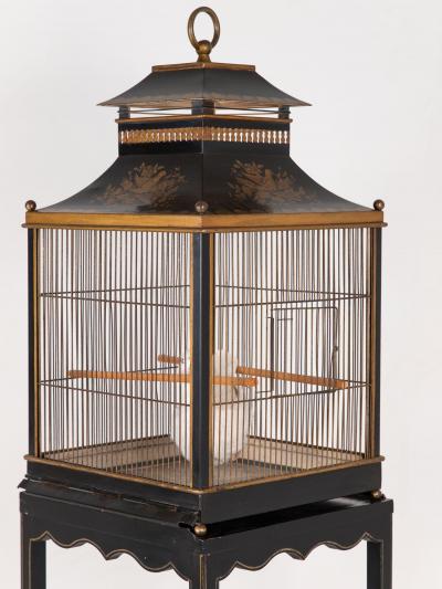 Regency Style Tole Birdcage on Stand USA 20th Century