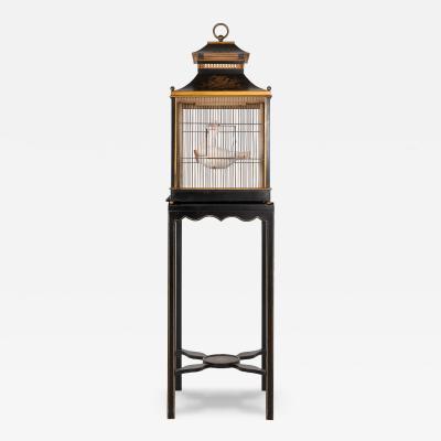 Regency Style Tole Birdcage on Stand USA 20th Century